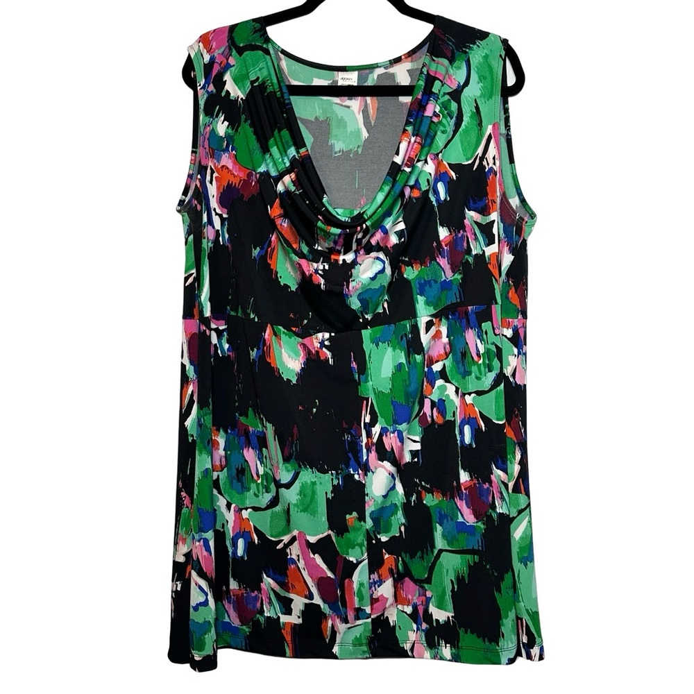 Jockey Women’s Plus Floral Watercolor Sleeveless Cowl Neck Tank Top Size XXXL